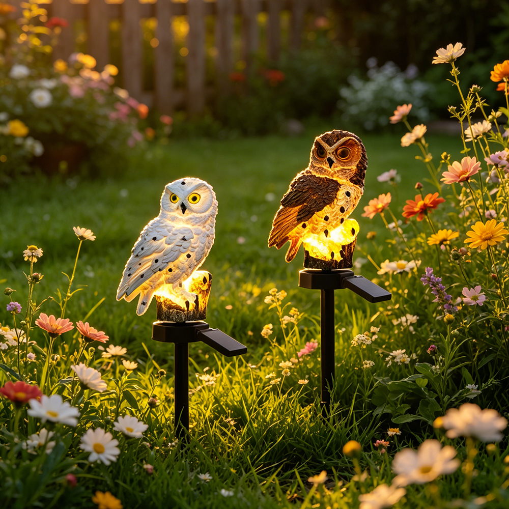 Smart Garden Lighting System - Owl Solar Light, Resin Owl Ground