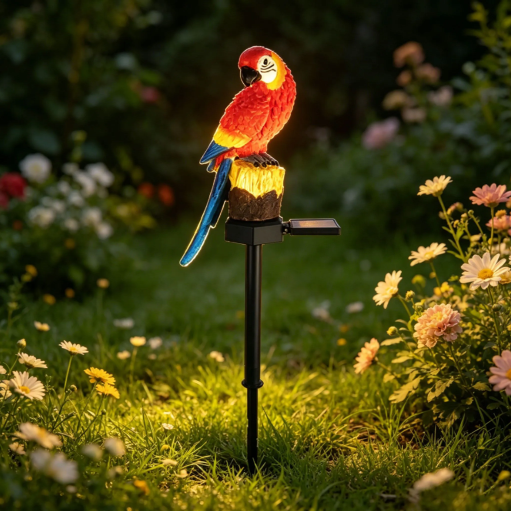 Smart Garden Lighting System - Solar Resin Parrot Decorative Light, Outdoor
