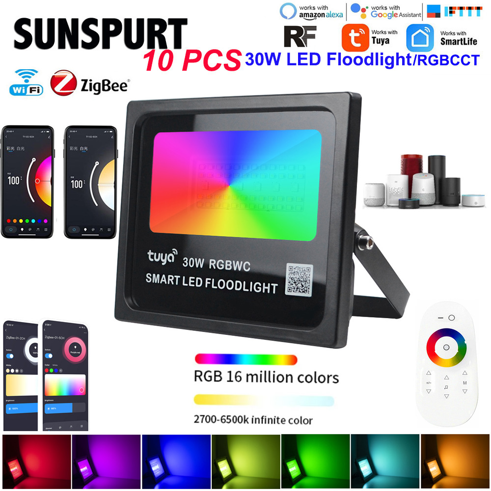 Smart Zigbee Garden Light - Tuya ZIGBEE Smart Floodlight 30W RGB