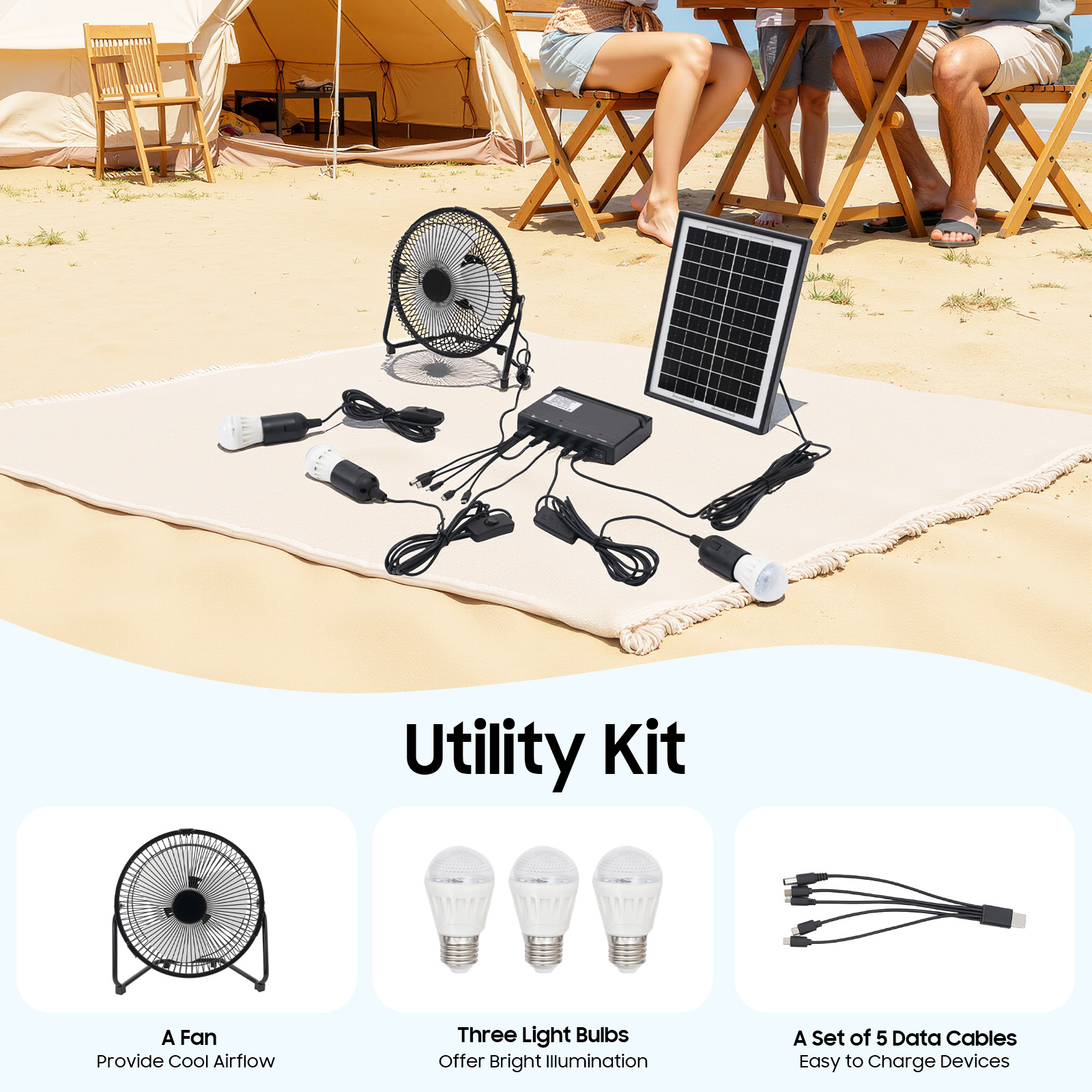 100-240V Solar Fan And Lamp Ki - Smart Garden Lighting System ulasan dan harga