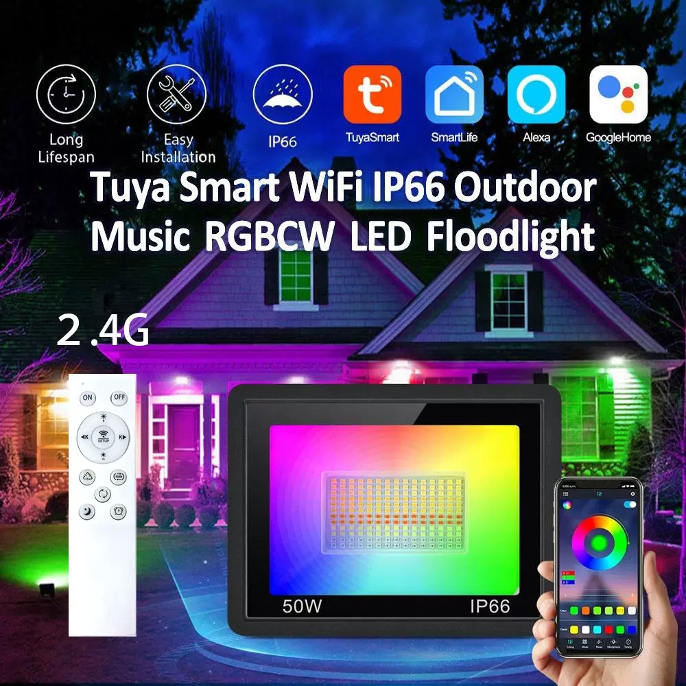 Tuya LED Smart Floodlight RGB  - Smart Zigbee Garden Light ulasan dan harga