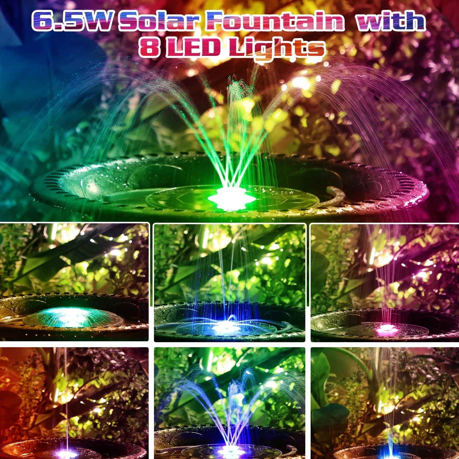 6.5W LED Solar Fountain Pump w - Smart Garden Lighting System ulasan dan harga